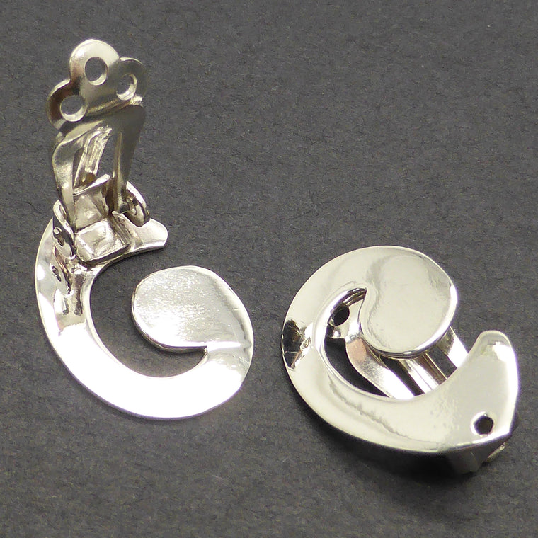 Universal Clip on Earring, Swirl, 925 Silver