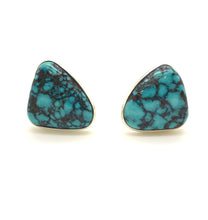 Load image into Gallery viewer, Mongolian Turquoise Clip On Earrings, 925 Silver | Italian design with Francesco&#39;s trademark organic mesh work on the back | Crystal Heart Melbourne Australia since 1986