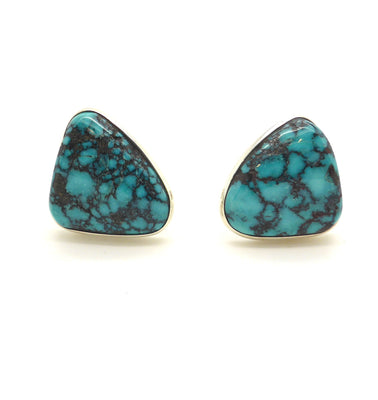 Mongolian Turquoise Clip On Earrings, 925 Silver | Italian design with Francesco's trademark organic mesh work on the back | Crystal Heart Melbourne Australia since 1986