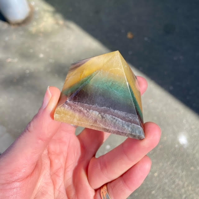 Fluorite Crystal Pyramid | Mental Clarity | Anxiety & self worth | Creativity  | Genuine Gems from Crystal Heart Melbourne since 1986