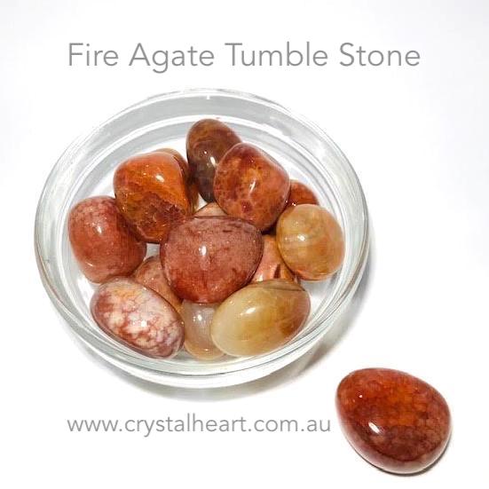 Fire Agate Tumble Stone | Stone of being productive yet calming | Creative | Returns negative energy to sender | Tumble Stone | Pocket Healing | Crystal Heart |