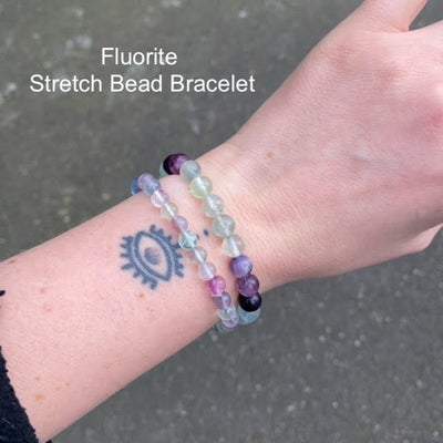 Stretch Bracelet with Fluorite Beads | Fair Trade | Strong Elastic | Mental Clarity | Study Stone | Rainbow | Genuine Gems from Crystal Heart Melbourne Australia since 1986