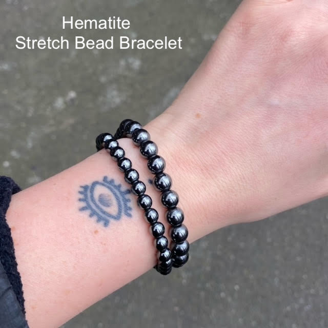 Stretch Bracelet with Hematite Beads | Fair Trade | Strong Elastic | Grounding | Connection to Mother Earth | Genuine Gems from Crystal Heart Melbourne Australia since 1986