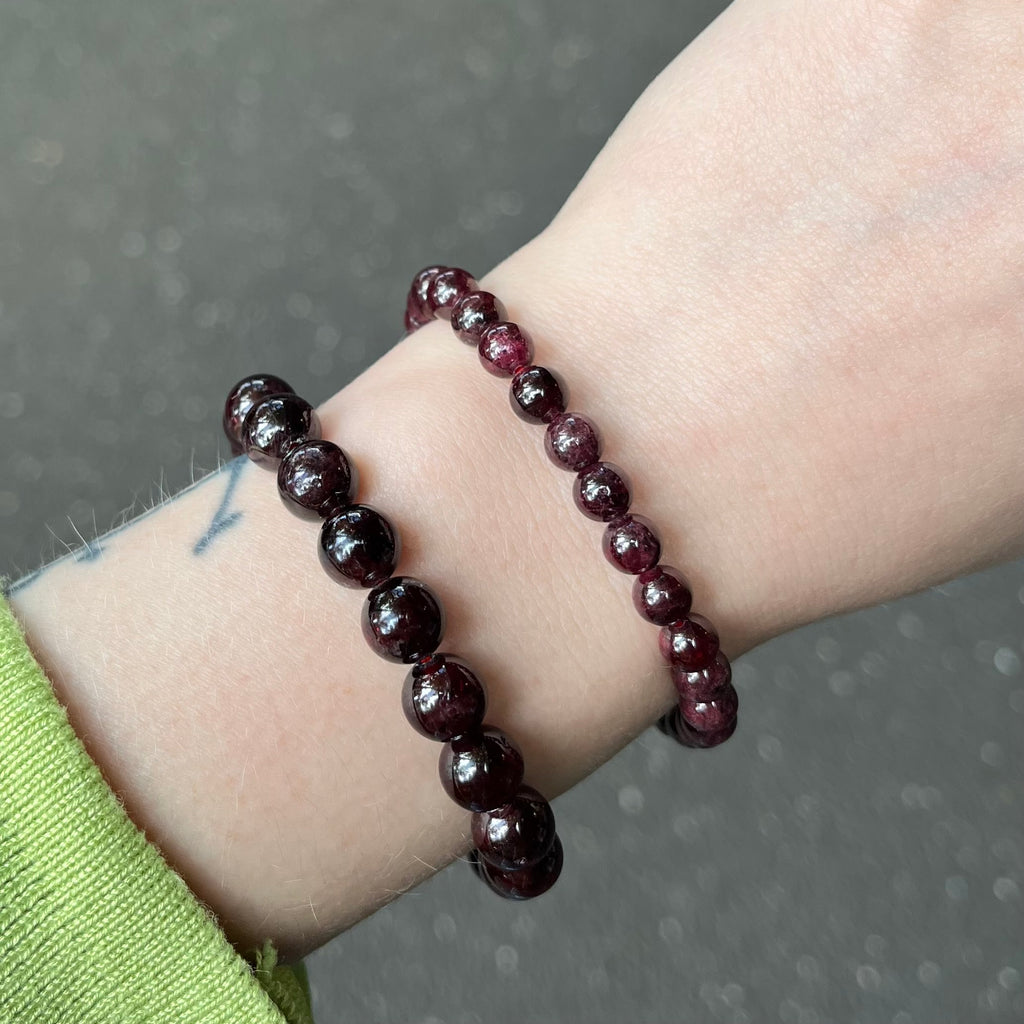 Stretch Bracelet with Garnet Beads | Fair Trade | Strong Elastic | Grounding | Connection to Mother Earth | Genuine Gems from Crystal Heart Melbourne Australia since 1986