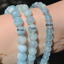 Load image into Gallery viewer, Aquamarine Beaded Stretch Bracelet | 8mm Beads | Aquamarine Colour | Fair Trade Semi Precious Gemstone Bracelets | Genuine Gemstones from Crystal Heart Melbourne Australia since 1986