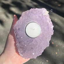 Load image into Gallery viewer, Amethyst Crystal Cluster Candle Holder | Tea light | Genuine Mineral | Aquarian Stone | Genuine Gems from Crystal Heart Melbourne Australia since 1986