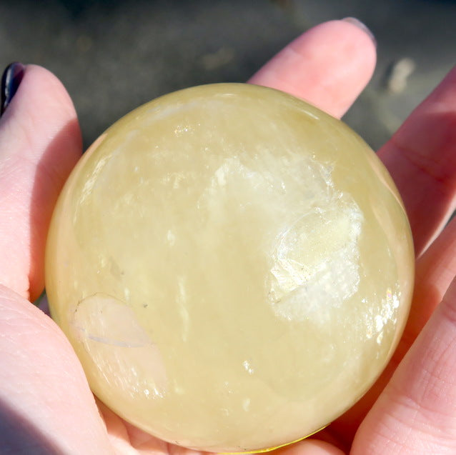 Honey Calcite Sphere | Translucent | Meditative calm healing | Genuine Gems from Crystal Heart Australia since 1986