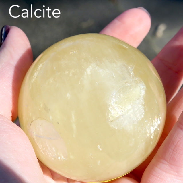 Calcite Sphere, Honey, 55 mm
