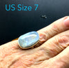 Ring Rainbow Moonstone | Free form Oblong | 925 Silver | Classic Sturdy Setting | US Size 7 | Star Stone Cancer Libra Scorpio | Crystal Heart Melbourne Australia since 1986