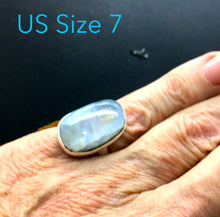 Load image into Gallery viewer, Ring Rainbow Moonstone | Free form Oblong | 925 Silver | Classic Sturdy Setting | US Size 7 | Star Stone Cancer Libra Scorpio | Crystal Heart Melbourne Australia since 1986