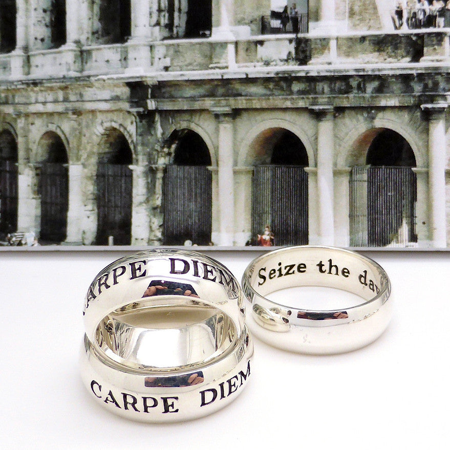 Ancient Roman Latin Motto Ring | 925 Sterling Silver | Carpe Diem | Seize the Day | Robin Willams Dead Poet's | Designed and manufactufed by Crystal Heart Australia