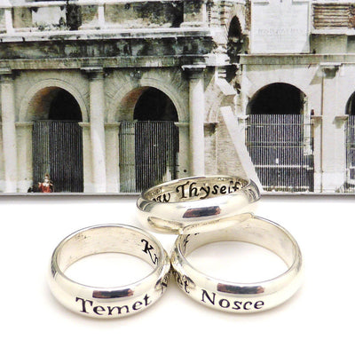 Ancient Roman Latin Motto Ring, Temet Nosce - Know Thyself, Sterling Silver