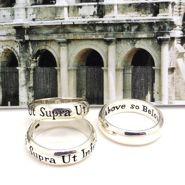 Latin Motto Ring ~ Ut Supra, Ut Infra ~ As Above, So Below, 925 Silver