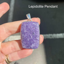 Load image into Gallery viewer, Lepidolite Pendant | Oblong Cabochon | 925 Sterling Silver | Translucent | Peaceful Warrior | Libra | Genuine Gems from Crystal Heart Melbourne Australia since 1986