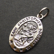 Load image into Gallery viewer, St Christopher carrying Jesus Stirling Silver Pendant Protection protecter travellers St Christopher carrying Jesus | 925 Sterling Silver | Small  Oval Pendant | Nice detail | Christian medallion | Protection for travellers | Crystal Heart Melbourne Australia since 1986