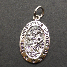 Load image into Gallery viewer, St Christopher carrying Jesus | 925 Sterling Silver | Christian medallion | Protection for travellers | Crystal Heart Melbourne Australia since 1986St Christopher carrying Jesus | 925 Sterling Silver | Small  Oval Pendant | Nice detail | Christian medallion | Protection for travellers | Crystal Heart Melbourne Australia since 1986