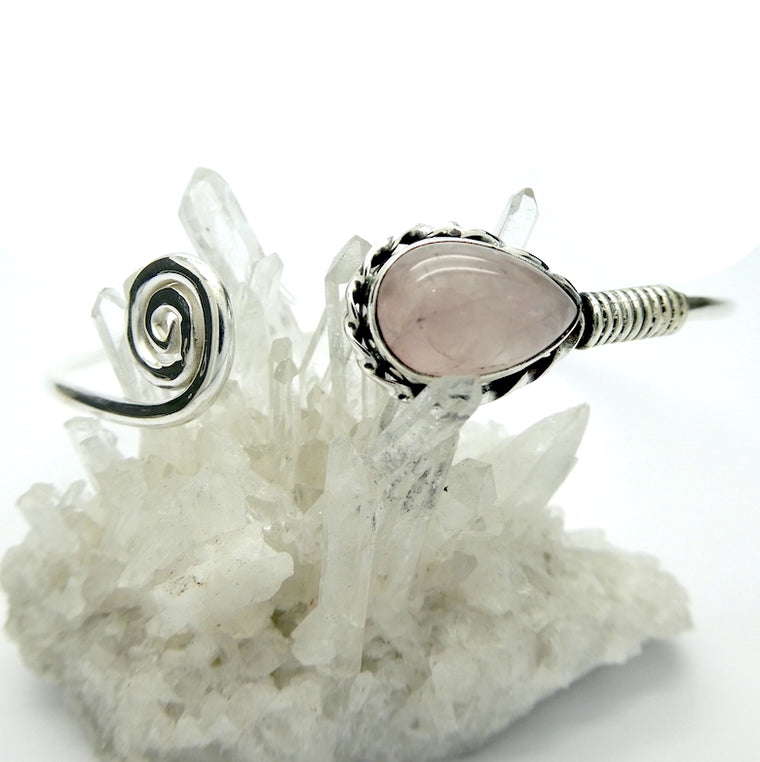 Rose Quartz Cuff Bracelet, 925 Silver, ks
