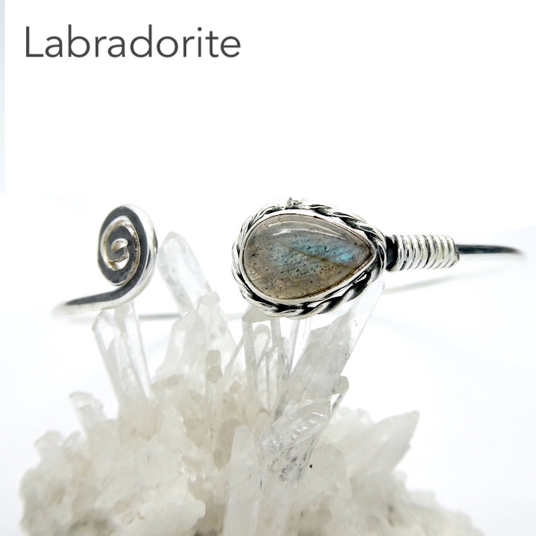 Labradorite Cuff Bracelet, 925 Silver, ks