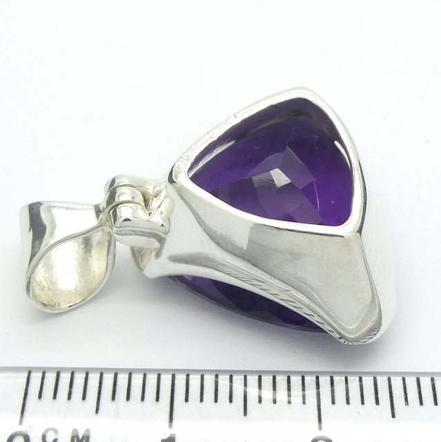 Amethyst Pendant |  Faceted Triangular Trilliant Gemstone | Perfect Deep Purple  | 925 Sterling Silver | Quality Silver Work | Genuine Gems from Crystal Heart Melbourne Australia since 1986