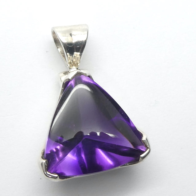 Amethyst Pendant |  Triangular Trilliant Cabochon with faceted reverse | Lovely Purple  | 925 Sterling Silver | Quality Silver Work | Genuine Gems from Crystal Heart Melbourne Australia since 1986