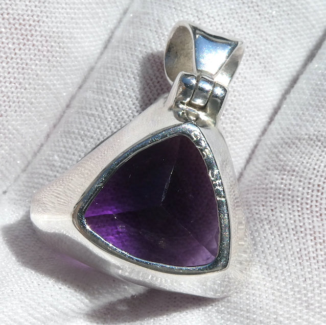 Amethyst Pendant |  Faceted Triangular Trilliant Gemstone | Perfect Deep Purple  | 925 Sterling Silver | Quality Silver Work | Genuine Gems from Crystal Heart Melbourne Australia since 1986