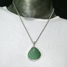 Load image into Gallery viewer, Green Aventurine Pendant | Wide Teardrop Cabochon | Good Sterling Silver stepped bezel setting | Open Back | Known as The  &#39;All Round Healer&#39; | Plexus and Physical Heart |  more natural breathing and all the health benefits accruing from that | Genuine Gems from Crystal Heart Melbourne Australia since 1986