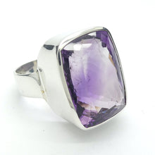 Load image into Gallery viewer, Amethyst Ring | Huge Faceted Emerald Cut | Some Zoning | 925 Sterling Silver | US Size 9 | AUS or EU Size R1/2 | Meditation | Balance | Purifying | Aquarius Pisces | Genuine Gems from Crystal Heart Melbourne Australia since 1986