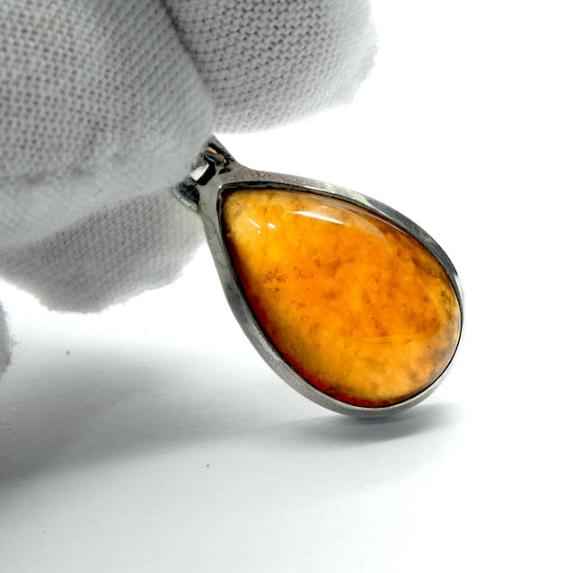 Orange Hessonite Garnet Pendant  | Cinnamon Garnet | Teardrop Cabochon | 925 Sterling Silver Softly stimulating & Centering | Prosperity | Genuine Gems from Crystal Heart Melbourne Australia since 1986