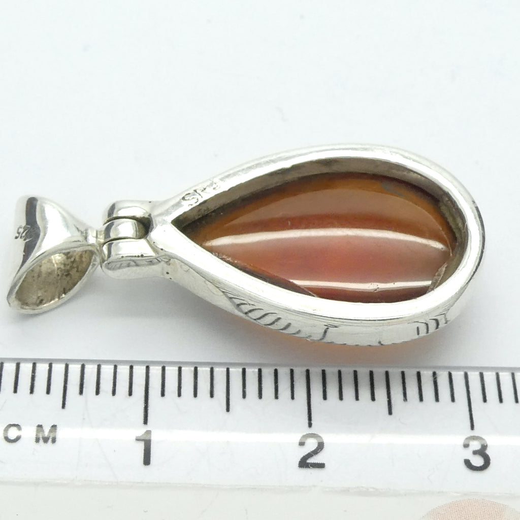 Orange Hessonite Garnet Pendant  | Cinnamon Garnet | Teardrop Cabochon | 925 Sterling Silver Softly stimulating & Centering | Prosperity | Genuine Gems from Crystal Heart Melbourne Australia since 1986