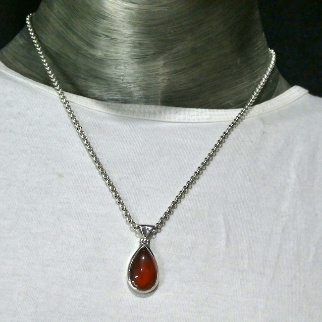 Orange Hessonite Garnet Pendant  | Cinnamon Garnet | Teardrop Cabochon | 925 Sterling Silver Softly stimulating & Centering | Prosperity | Genuine Gems from Crystal Heart Melbourne Australia since 1986