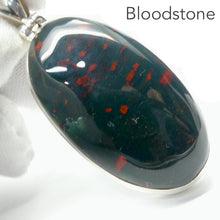 Load image into Gallery viewer, Bloodstone or Heliotrope Pendant | Cabochon | Blood Red Spots in Green Jasper | Easter Stone | 925 Sterling Silver | Kundalini Healing and transformation | Genuine Gems from Crystal Heart Melbourne Australia since 1986