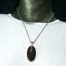 Load image into Gallery viewer, Bloodstone or Heliotrope Pendant | Cabochon | Blood Red Spots in Green Jasper | Easter Stone | 925 Sterling Silver | Kundalini Healing and transformation | Genuine Gems from Crystal Heart Melbourne Australia since 1986