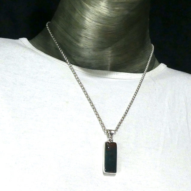 Bloodstone or Heliotrope Pendant | Cabochon | Blood Red Spots in Green Jasper | Easter Stone | 925 Sterling Silver | Kundalini Healing and transformation | Genuine Gems from Crystal Heart Melbourne Australia since 1986