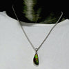 Ammolite Pendant | Freeform Cabochon | Bright Green and Golden Orange Flash | Dragon Scale | 925 Sterling Silver | Opalised Fossil Ammonite | Canadian Gemstone | Genuine Gems from Crystal Heart Melbourne Australia since 1986