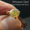 Ethiopian Opal Gemstone Ring | Faceted Round Diamond Cut  | Lively Display of Colours | Rose Gold Plated 925 Sterling Silver | Vermeil | US Size 6,7,8 or 9 | Genuine Gemstones from  Crystal Heart Australia since 1986