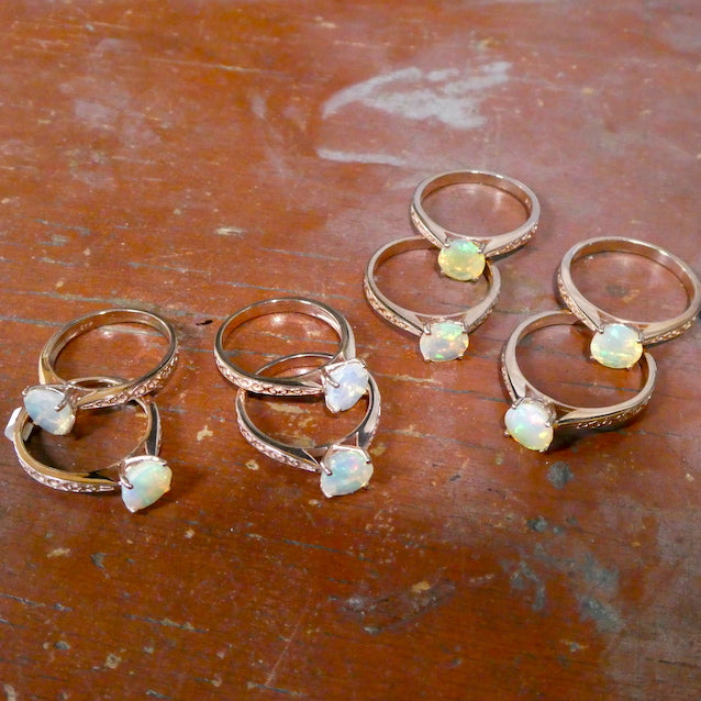 Ethiopian Opal Gemstone Ring | Faceted Round Diamond Cut  | Lively Display of Colours | Rose Gold Plated 925 Sterling Silver | Vermeil | US Size 6,7,8 or 9 | Genuine Gemstones from  Crystal Heart Australia since 1986