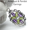 Peridot and Amethyst Gemstone Earrings | 9 Faceted ovals | 925 Sterling Silver | Genuine Gems from Crystal Heart Melbourne Australia since 1986