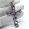 Cross Pendant | Large  | Bejewelled | Genuine Gemstones | 925 Sterling Silver | Amethyst  | Faceted rounds and Teardrops | Genuine Gems from Crystal Heart Melbourne Australia since 1986