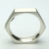 Hexagonal Unisex Ring | 925 Sterling Silver | Outer edges brushed | Inner edge highly polished and cambered | US Size 7 or 8 | Aus Size N1/2 or P1/2 | Crystal Heart Melbourne Australia since 1986