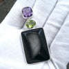 Druzy Black Onyx Pendant | Oblong Cabochon with crystal pocket | Faceted Amethyst and Peridot above | 925 Sterling Silver Setting | Empowering, protective, uplifting and spiritual | Genuine Gems from Crystal Heart Melbourne Australia since 1986