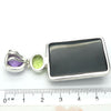 Druzy Black Onyx Pendant | Oblong Cabochon with crystal pocket | Faceted Amethyst and Peridot above | 925 Sterling Silver Setting | Empowering, protective, uplifting and spiritual | Genuine Gems from Crystal Heart Melbourne Australia since 1986
