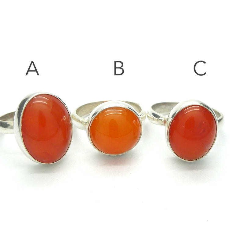Carnelian Ring, Cabochon, Adjustable, 925 Silver  s1
