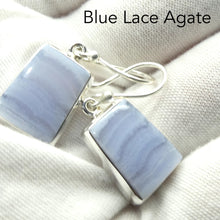 Load image into Gallery viewer, Blue Lace Agate Earring |  Cabochon | 925 Sterling Silver | Bezel Set | Delicate Sky blue | Throat Chakra | Unblock communication &amp; all forms of expression  | Genuine Gems from Crystal Heart Melbourne Australia since 1986