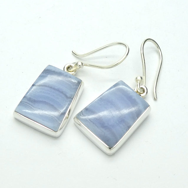 Blue Lace Agate Earring |  Cabochon | 925 Sterling Silver | Bezel Set | Delicate Sky blue | Throat Chakra | Unblock communication & all forms of expression  | Genuine Gems from Crystal Heart Melbourne Australia since 1986
