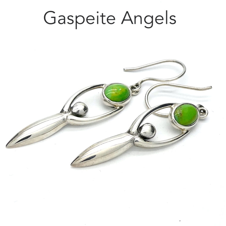 Earrings, Gaspeite Goddess, 925 Sterling Silver