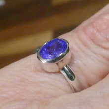 Load image into Gallery viewer, Tanzanite Ring | Faceted Oval | Lovely Sapphire Blue with Violet Fire | 925 sterling Silver | US Size 7 | AUS Size N1/2 | Smooth the Path | Achieve your highest potential | Transform stress into Joy with Beauty  | Mt Kilimanjaro | Genuine Gems from Crystal Heart Melbourne Australia since 1986 | Mt Kilimanjaro 