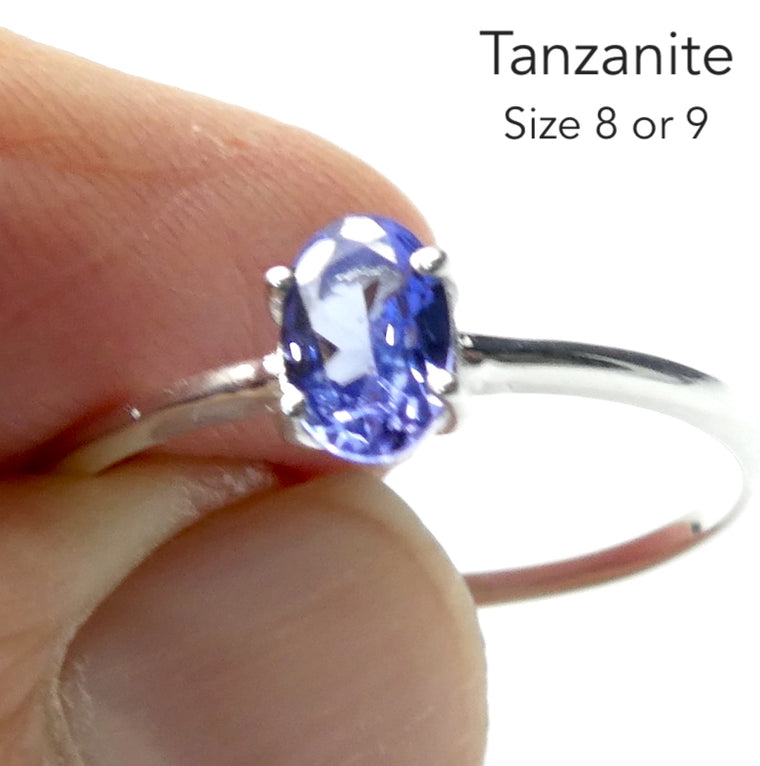Tanzanite Ring, Faceted Oval, 925 Silver R1