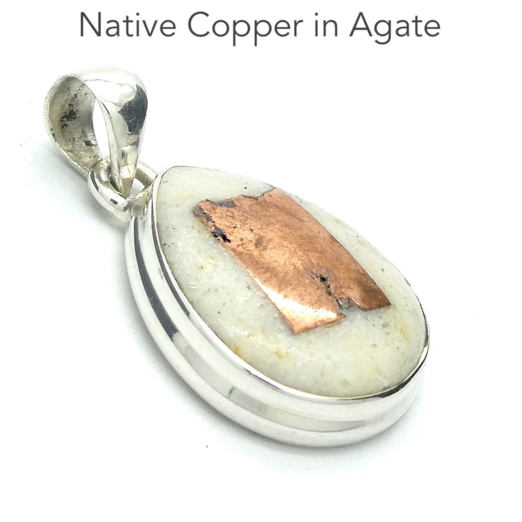 Native Copper in Agate Pendant, 925 Silver r1