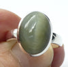 Cat's Eye Chrysoberyl Ring | Green Grey Stone | 925 Sterling Silver | Simple well made setting | Bezel Set | Open Back | Energise | Protect | Focus Thought | Positive | Genuine Gems from Crystal Heart Melbourne Australia since 1986