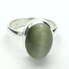Cat's Eye Chrysoberyl Ring | Green Grey Stone | 925 Sterling Silver | Simple well made setting | Bezel Set | Open Back | Energise | Protect | Focus Thought | Positive | Genuine Gems from Crystal Heart Melbourne Australia since 1986